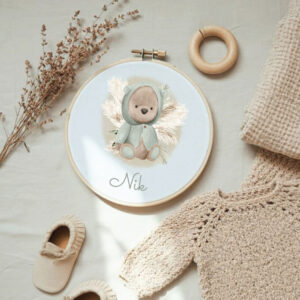 dekorativni krug, dječja soba, ukrasi, ukrasi za dječju sobu, personalizirani ukrasi, personalizirani poklni, medo, medvjedić, personalizirani okvir za bebe