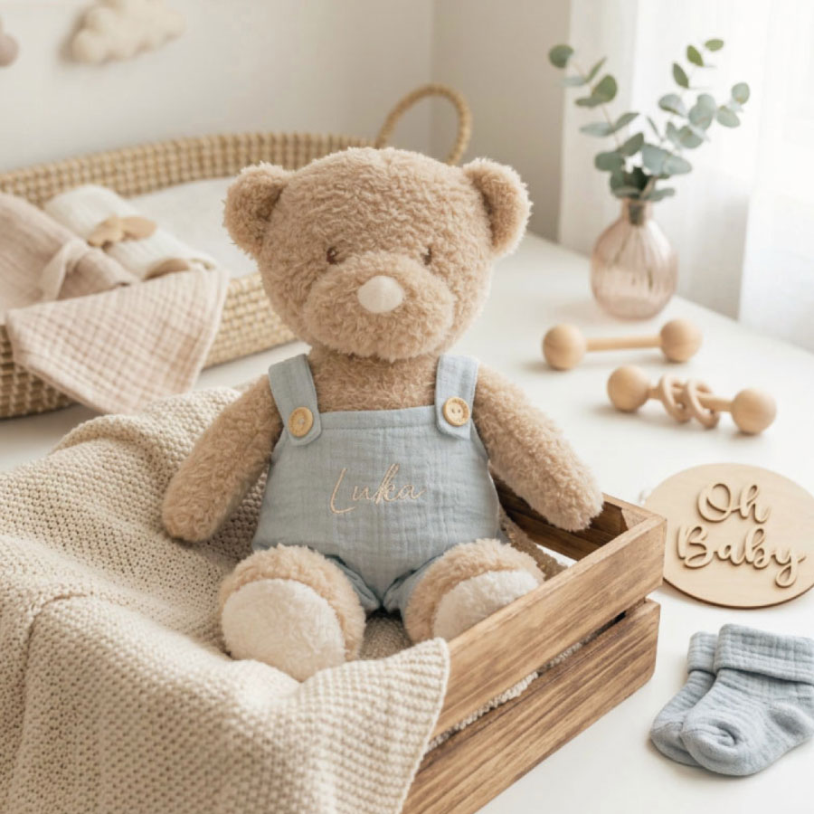 1 plišani medvjedić, personalizirani medvjedić, poklon za bebu, pokloni za bebu, babinje, personalizirani pokloni za bebe, moj prvi medvjedić,